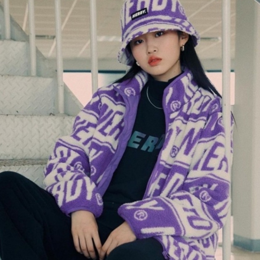 Nerdy Basic Logo Fleece Jacket in Purple and White
